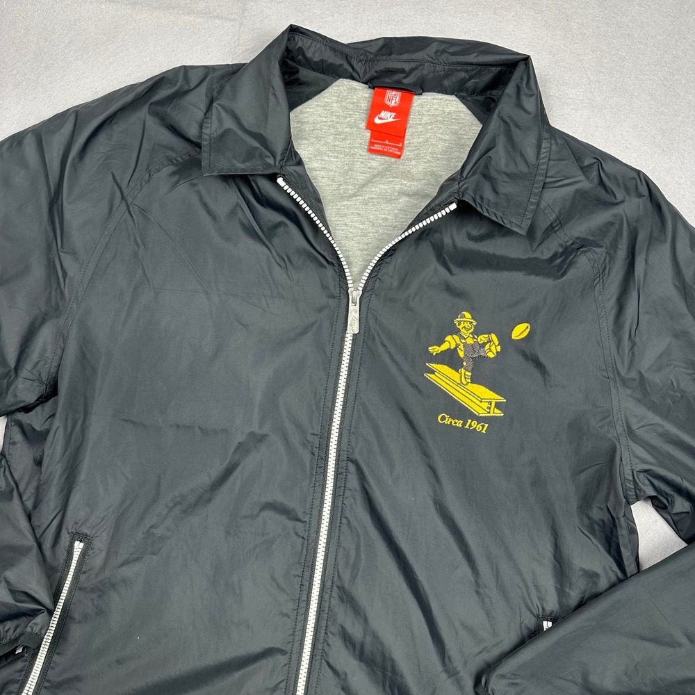 Nike NFL Pittsburgh Steelers Full Zip Jacket Black Steely McBeam Mascot Mens L